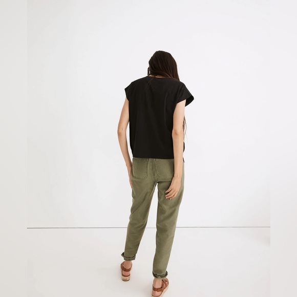 Madewell Shoulder Tee In Black Boxy Drapey Minimalist Versatile Relaxed Top XS - Picture 8 of 11